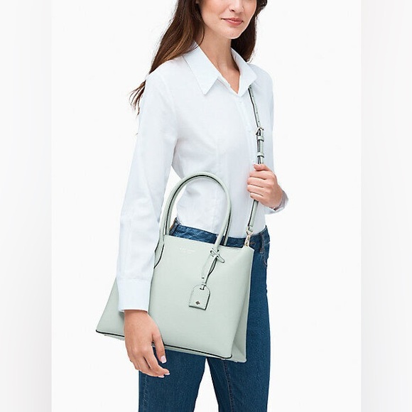 Eva Medium Zip Top Satchel in Mint Frosting - Picture 2 of 6